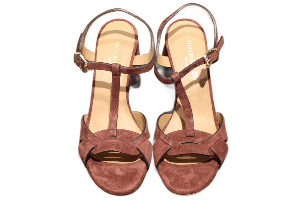 SANDALS - DD615 CAMOSCIO CASTAGNE LISSATO