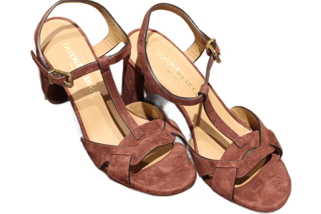SANDALS - DD615 CAMOSCIO CASTAGNE LISSATO